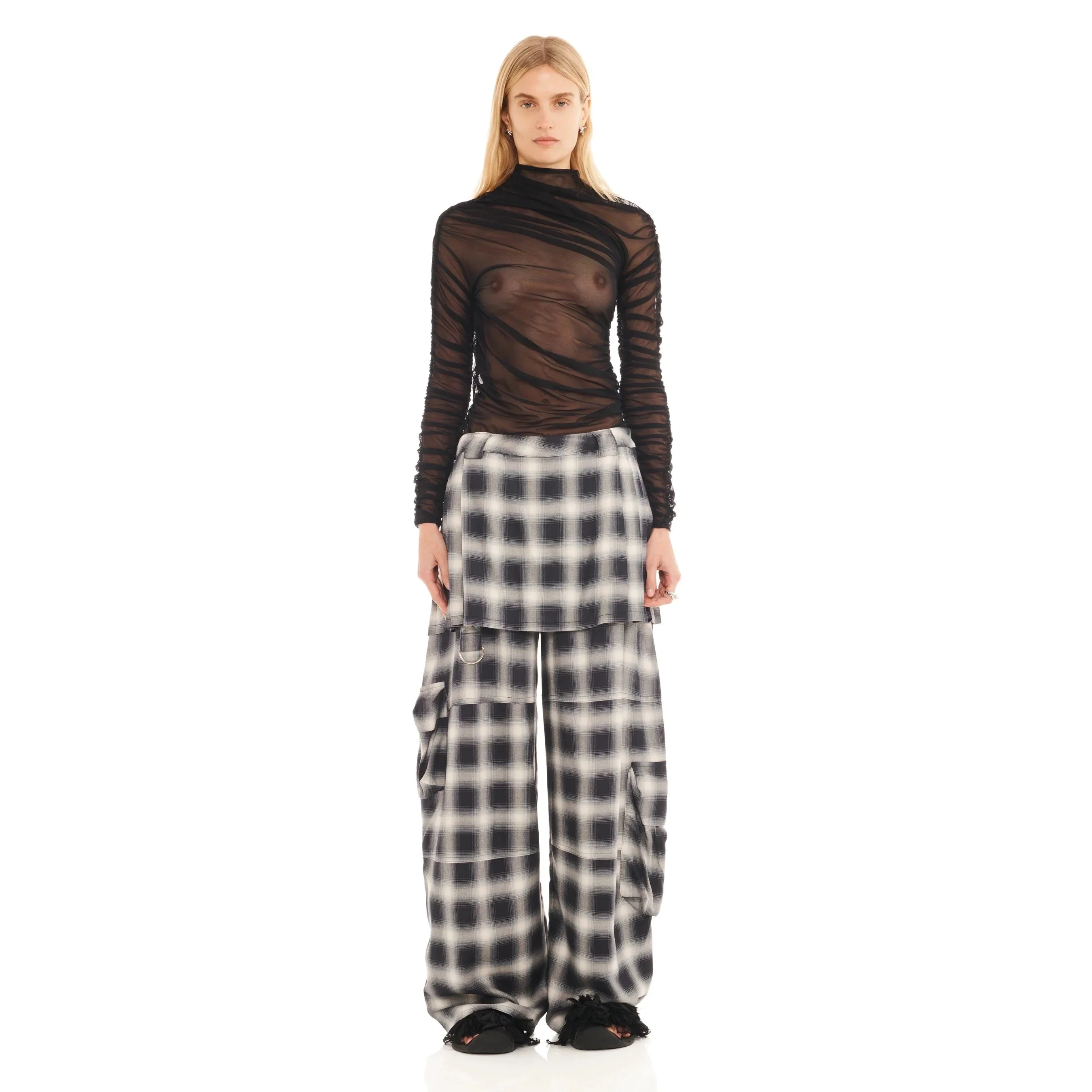 Lawn Skirt Cargo Pant | Fog Plaid - Image 4