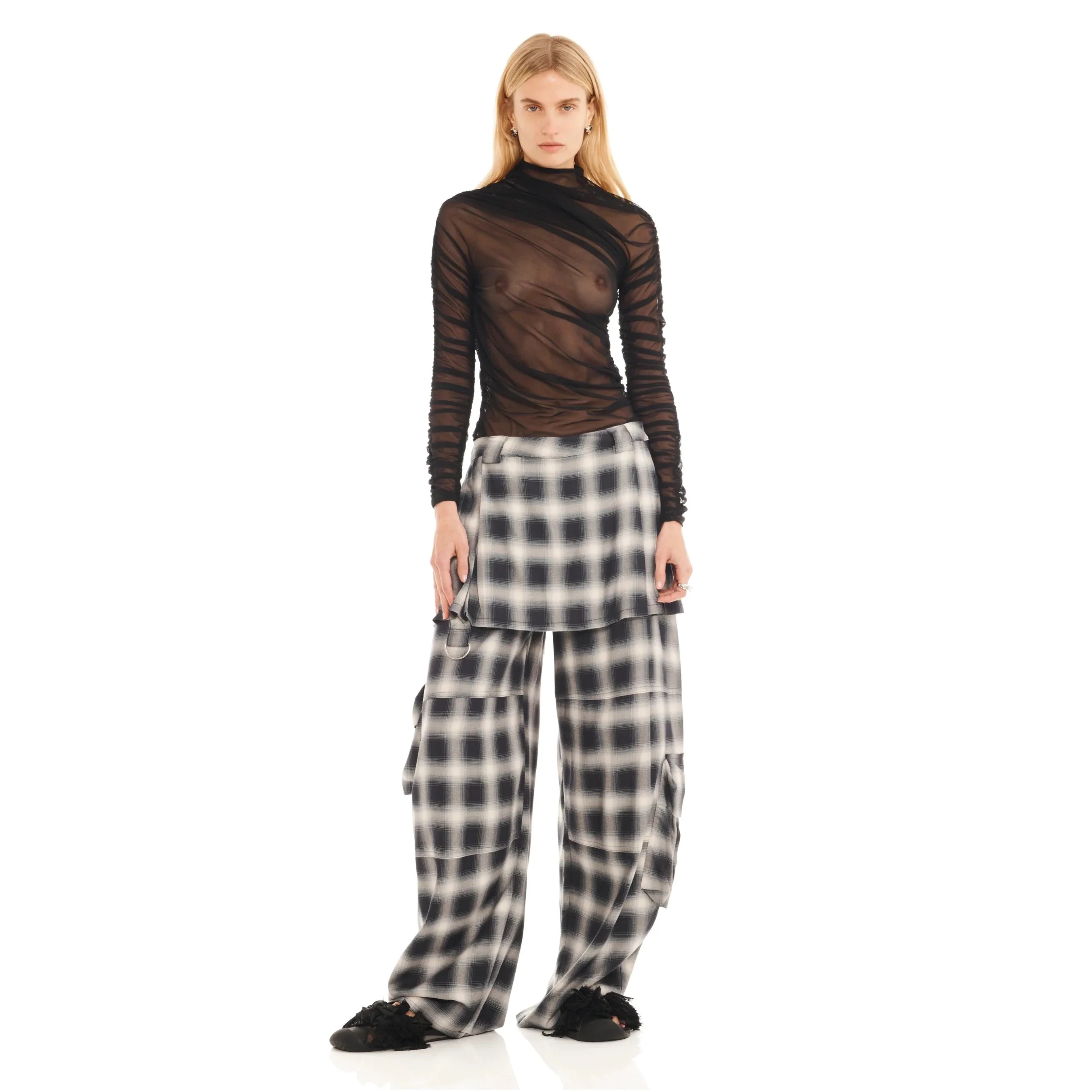 Lawn Skirt Cargo Pant | Fog Plaid - Image 7