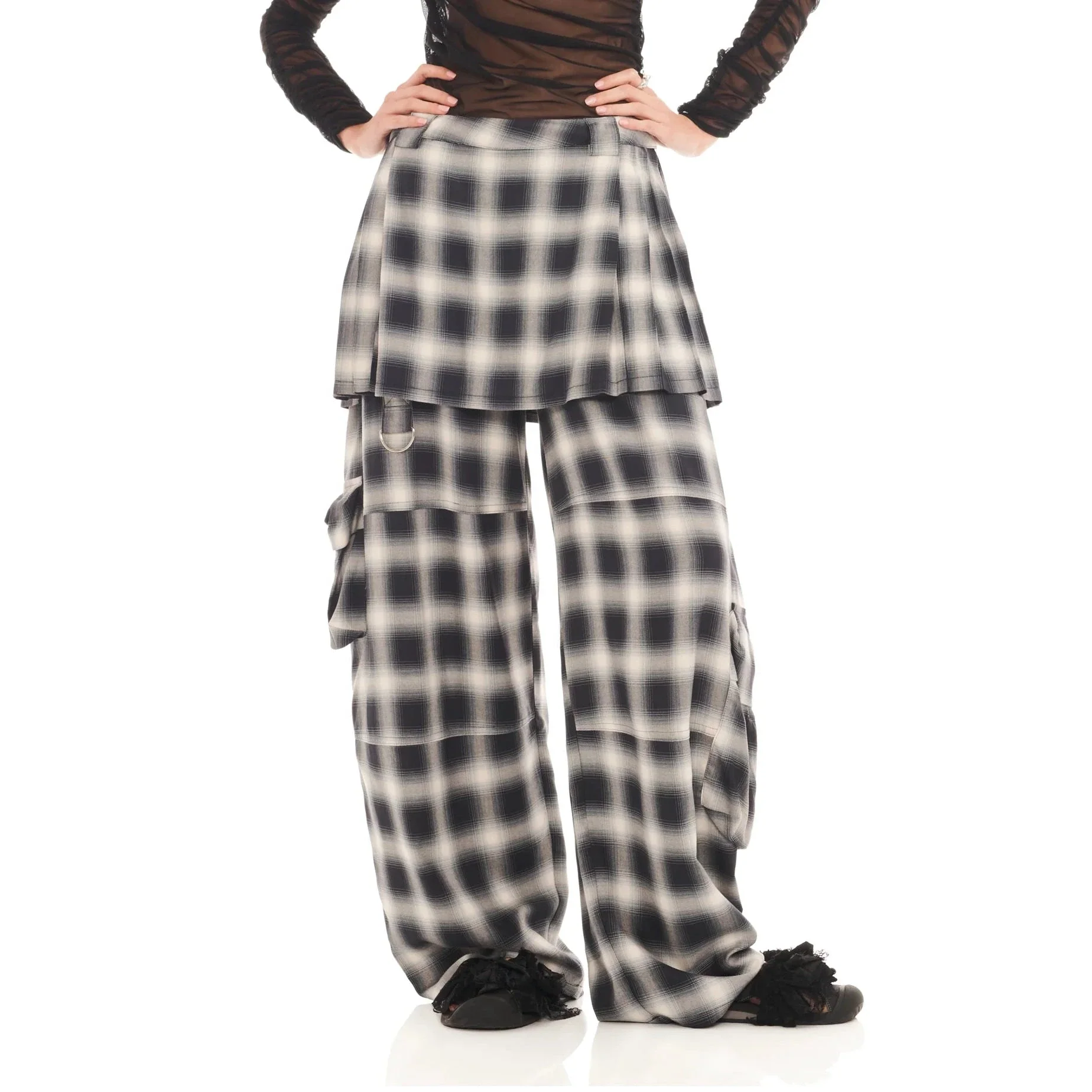 Lawn Skirt Cargo Pant | Fog Plaid - Image 8