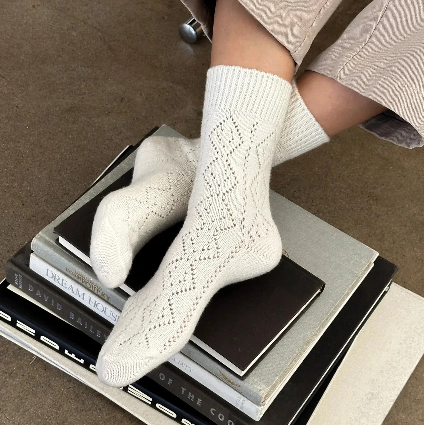 Cashmere Pointelle Socks
