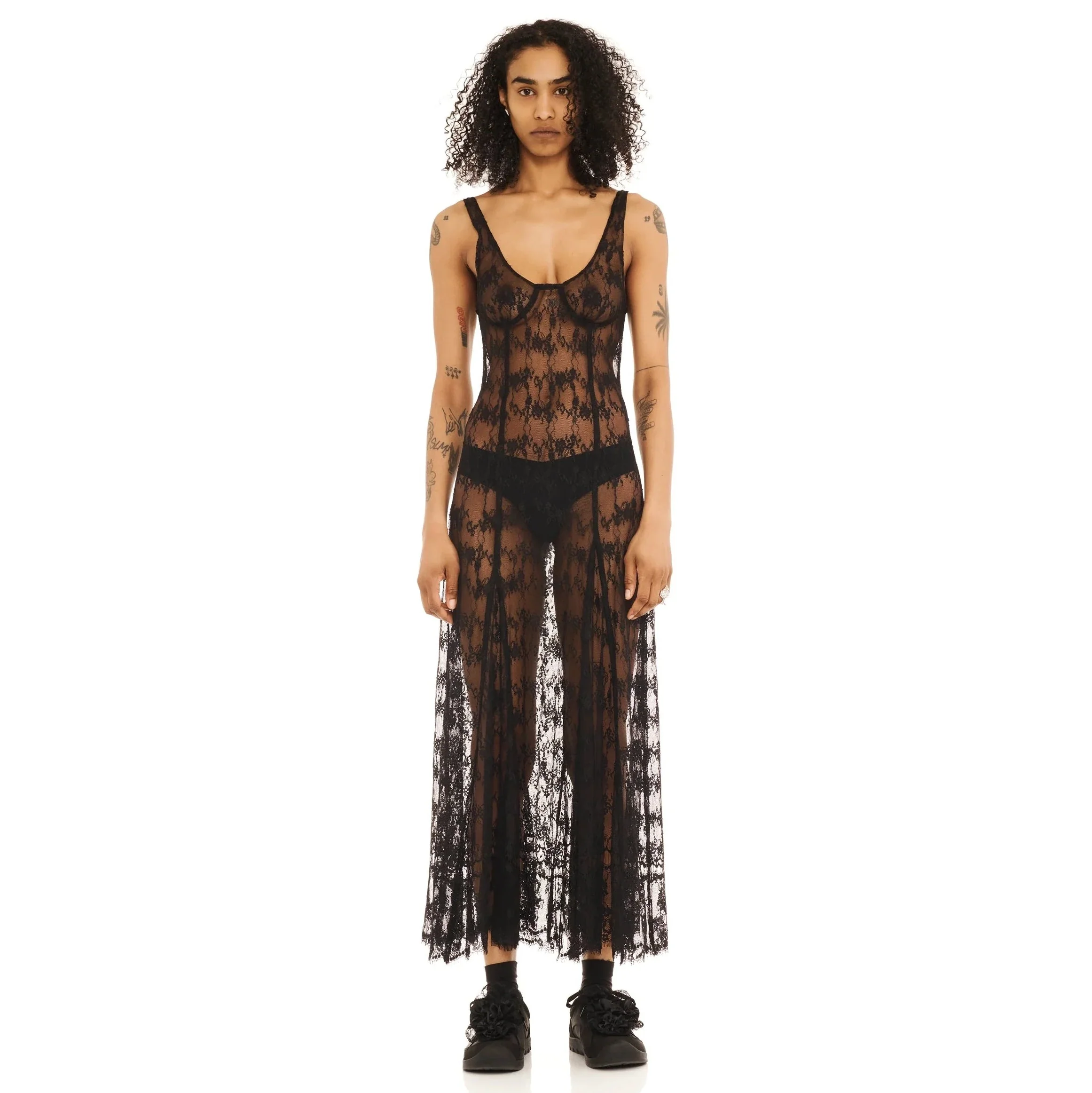 Long Pamela Dress | Black Lace