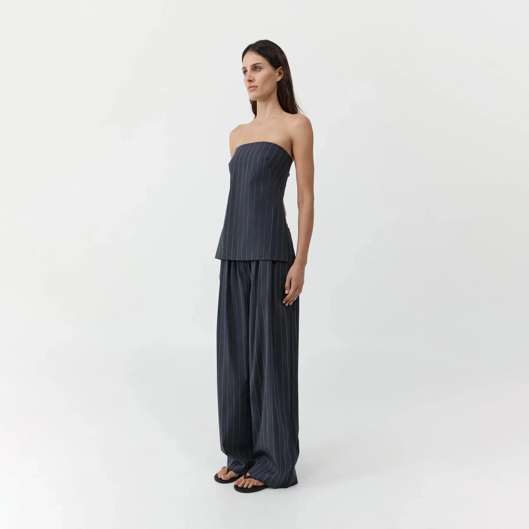 Relaxed Pleat Pants | Ink Stripe - Image 2