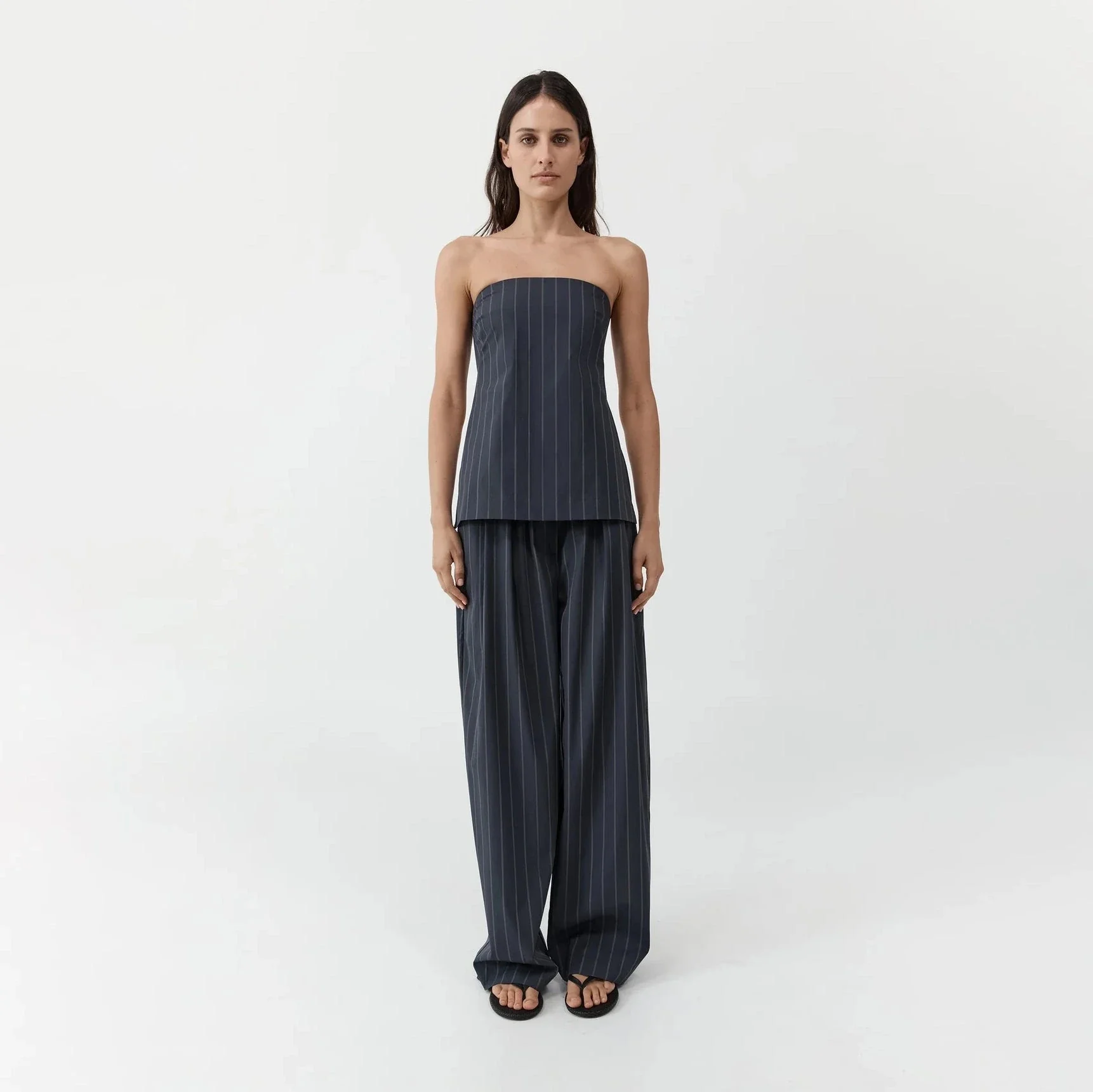 Relaxed Pleat Pants | Ink Stripe - Image 4