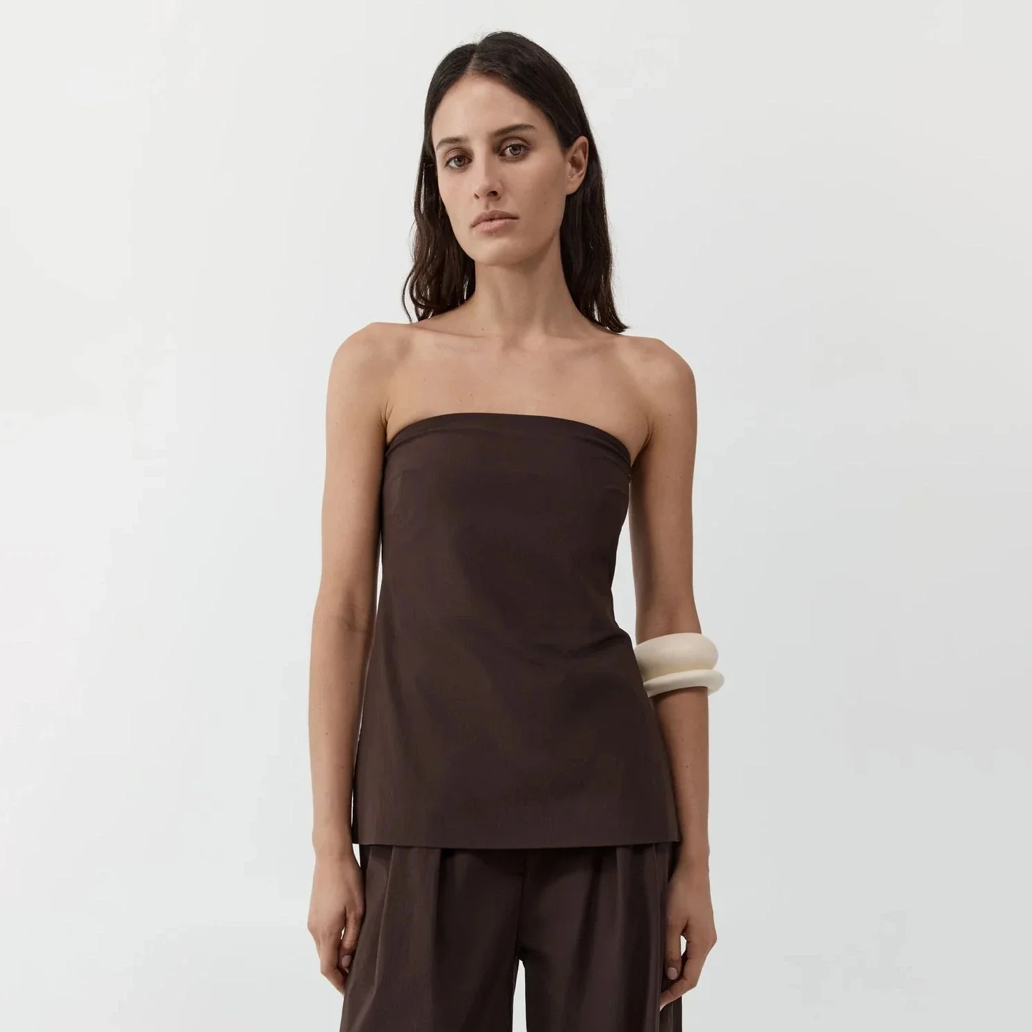 Strapless Rouleau Tie Top | Bark