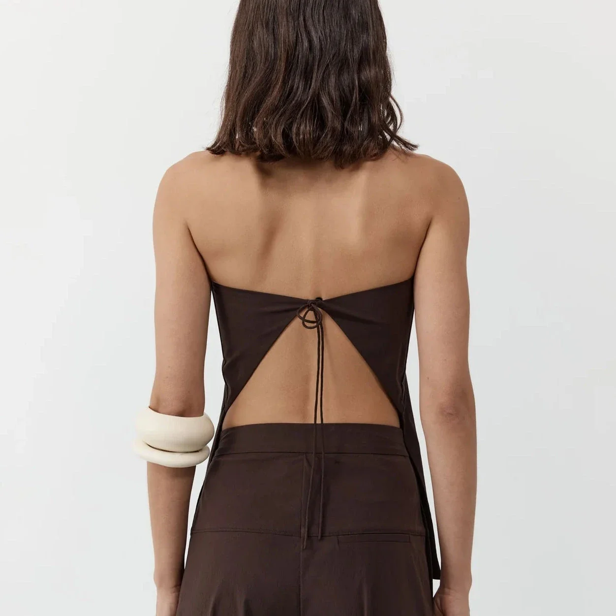 Strapless Rouleau Tie Top | Bark - Image 2