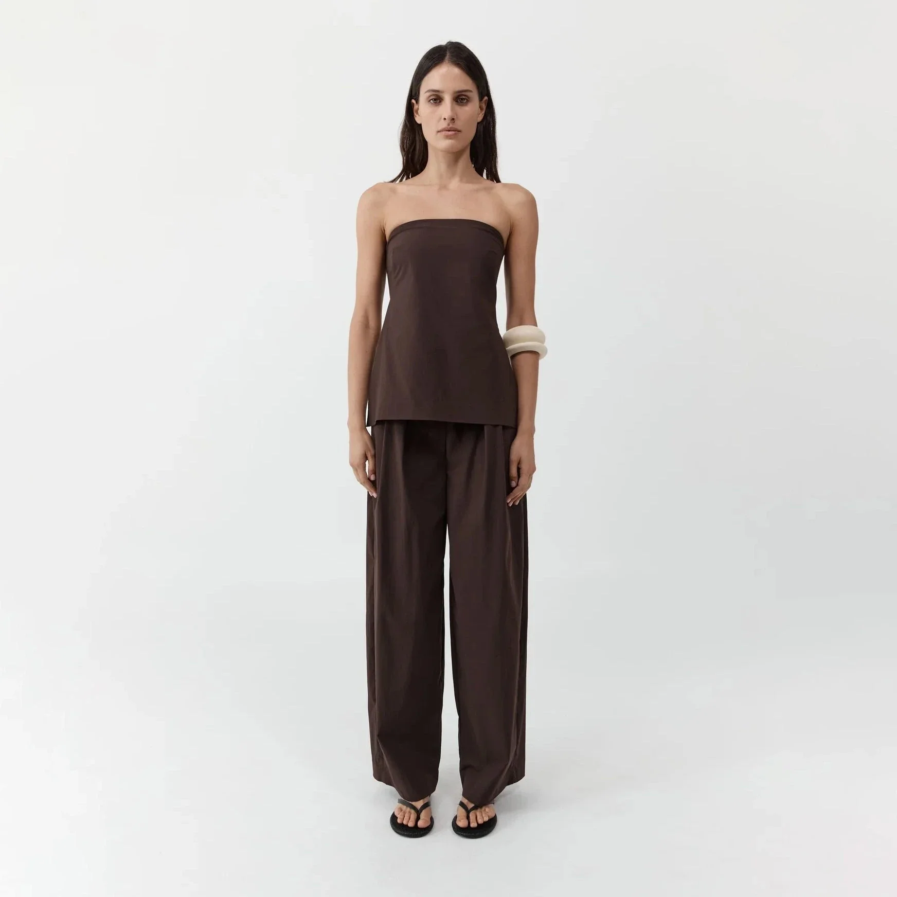 Strapless Rouleau Tie Top | Bark - Image 3