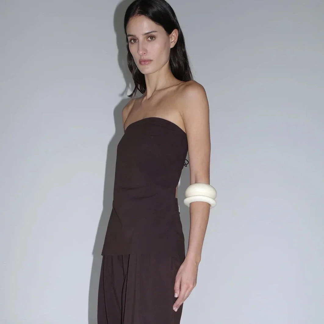 Strapless Rouleau Tie Top | Bark - Image 4